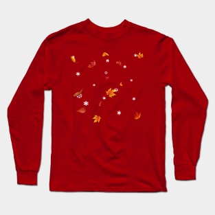 Snow and Leaves Falling From The Sky Long Sleeve T-Shirt